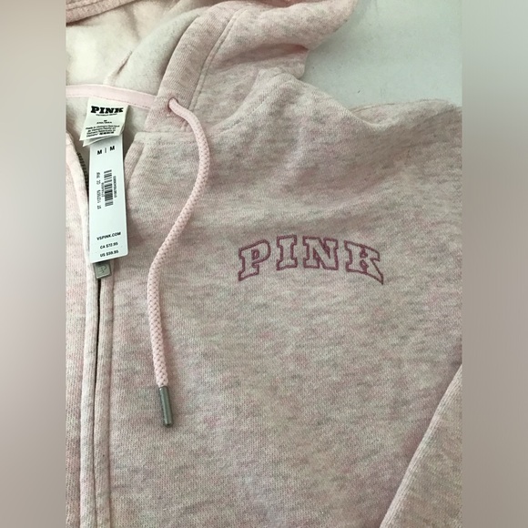 Victoria Secret PINK Hoodie Size M 170/96A Pink Full Zip NWT Glitter - Picture 11 of 14
